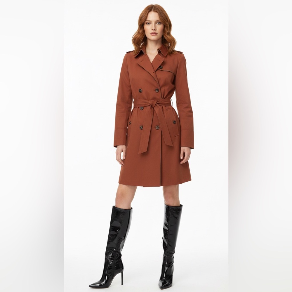 Pink Martini Terracotta belted Trench Coat Size X-Small will fit Small to Medium